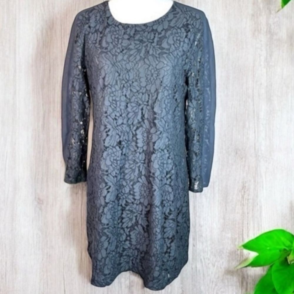 MADEWELL Gray Floral Lace Overlay  Sheath Dress Back Zip. No flaws SZ 8